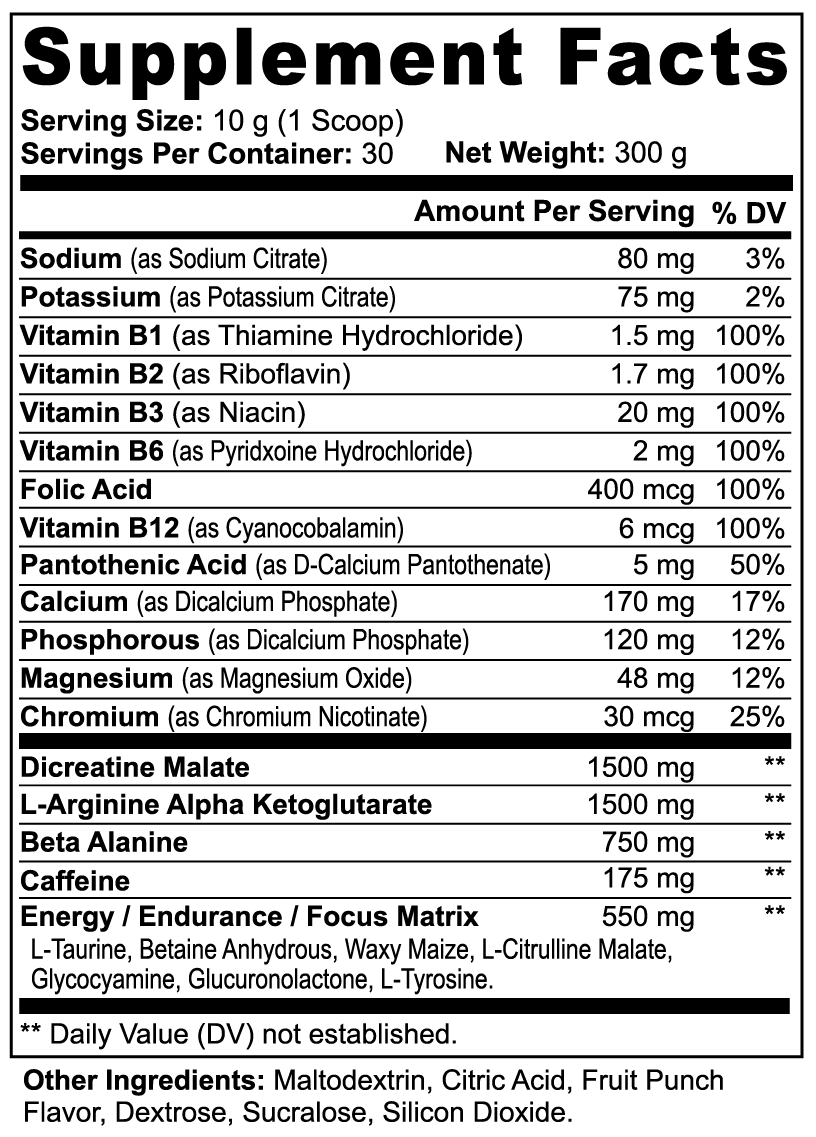 BSF Nitric Shock Pre-Workout Powder (Fruit Punch)