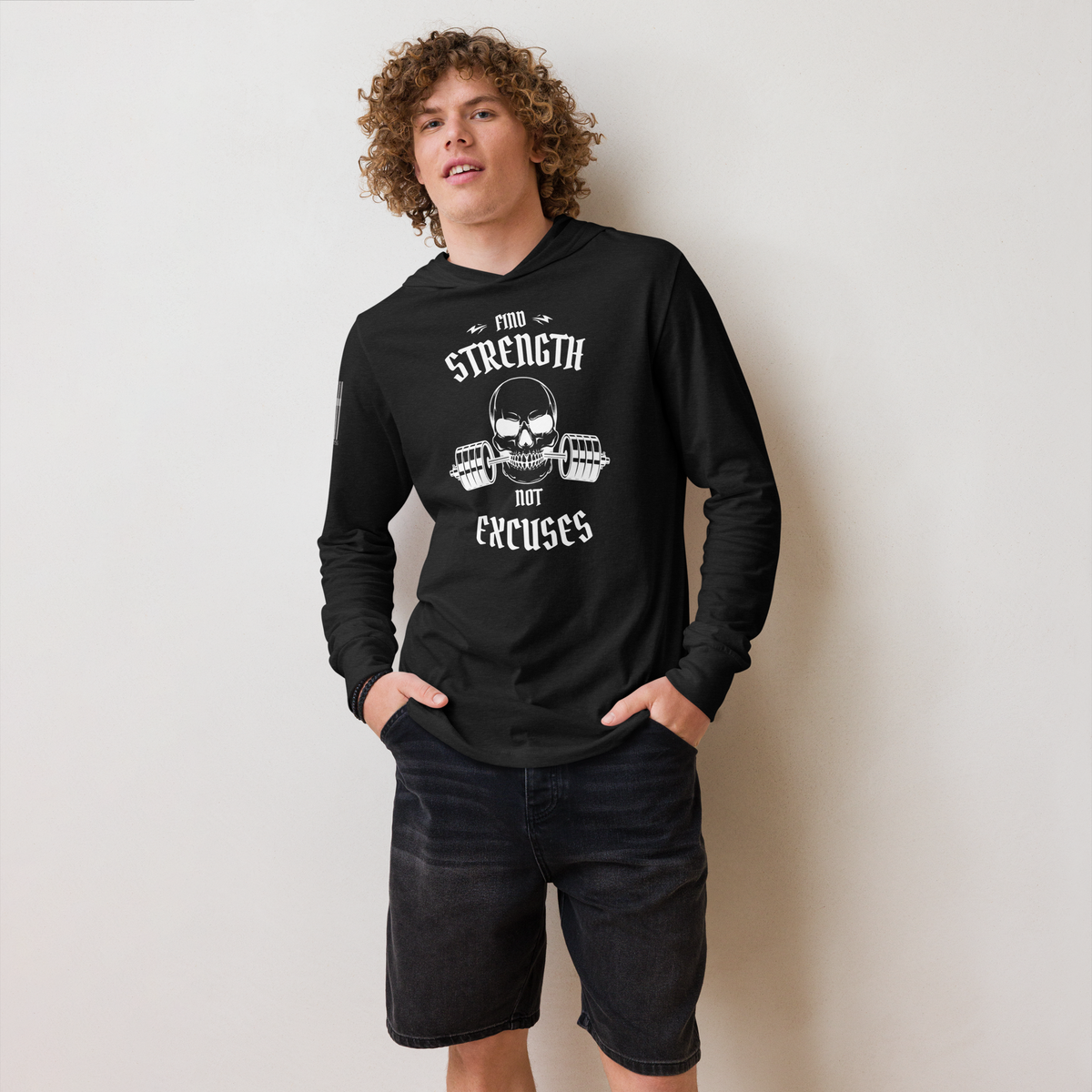 Bodyshift Men's Hooded Long Sleeve Find Strength Tee