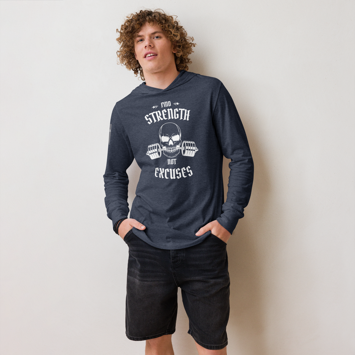 Bodyshift Men's Hooded Long Sleeve Find Strength Tee
