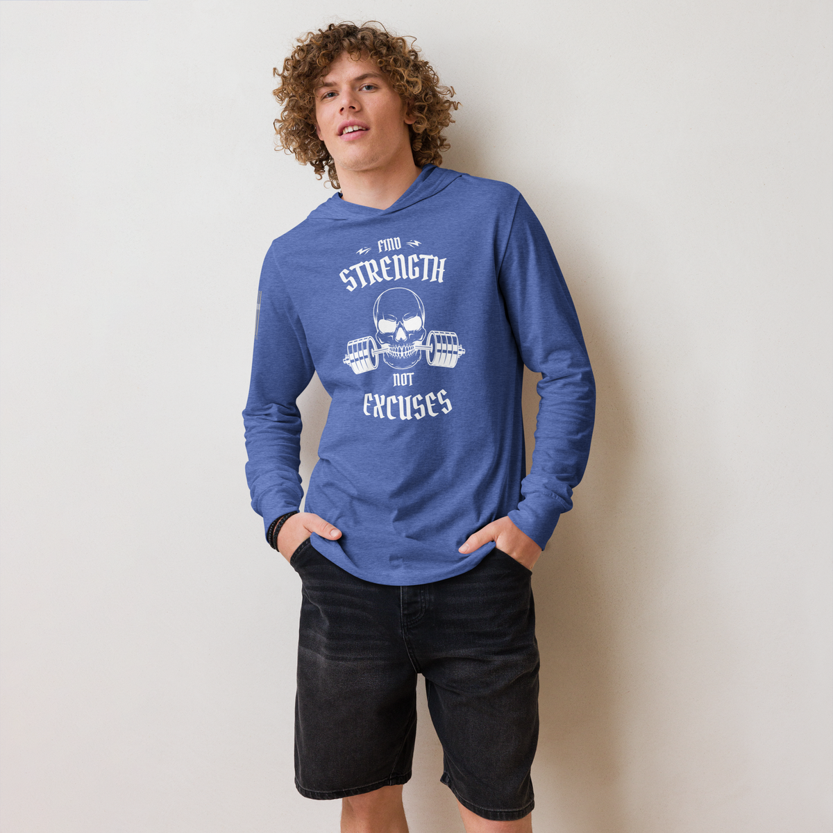 Bodyshift Men's Hooded Long Sleeve Find Strength Tee